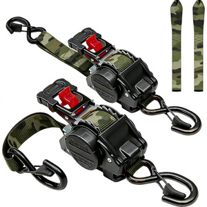 Lot de 2 sangles d'arrimage à <span class=keywords><strong>cliquet</strong></span> rétractables camouflage de 1 pouce x 12 pieds pour moto, VTT, UTV et remorque – Offre spéciale <span class=keywords><strong>Amazon</strong></span> - Product Image 1