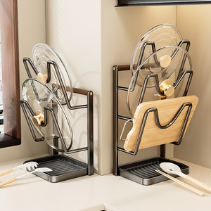 Soporte universal para tapas de ollas, montado en la pared, con soporte de bambú para tapas, escurridor para ahorrar espacio en la cocina, almacenamiento colgante. - Product Image 1