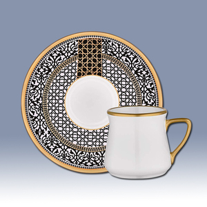 Ensemble de tasses à café et soucoupes, pour le café, style turque, de haute qualité, en porcelaine de chine, <span class=keywords><strong>Espresso</strong></span> avec bordure en <span class=keywords><strong>or</strong></span>, 90ml - Product Image 1