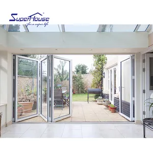 Superhouse 8-ft Sliding Glass Door Latest Plastic 3 Panel Balcony Pvc Steel Modern Folding Accordion Doors Aluminum Alloy Hotel