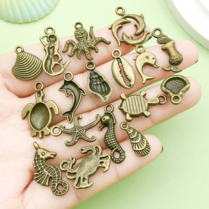 Colgante Antiguo de Aleación de Zinc con Diseño de Sirena y Delfín para Accesorios de Joyería DIY, Fornituras de Tortuga, Estrella de Mar, Caballito de Mar y Concha - Product Image 2