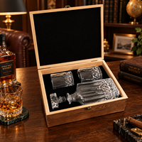 Ensemble de carafe à whisky carrée en cristal avec 2 verres en cristal, coffret cadeau en bois, outil de bar à domicile, gravure laser, entrepôt USA