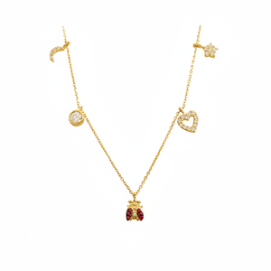 14K oro sólido mariquita Dios suerte encanto collar joyería fina para mujeres hecho en Turquía - Product Image 2