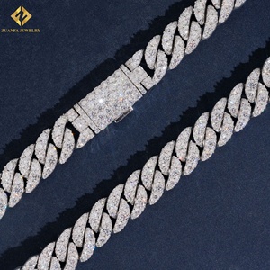 Collar de Moda Hip Hop con Cadena Cubana Miami de 16 mm, Plata de Ley S925 con Incrustaciones de Luna Creciente y Moissanita Brillante, Precio de Fábrica Económico - Product Image 4
