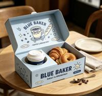 Boîte en papier multifonctionnelle de qualité alimentaire imprimée sur mesure avec porte-gobelet pour l'emballage à emporter de pain de boulangerie pour les boulangeries