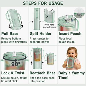 Supports de boîte à jus en plastique Cartoon Baby Pouch Container Tranche d'âge 0-12 mois No Squeeze Food Pouches Éviter les dégâts - Product Image 4