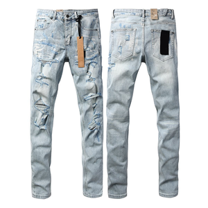 <span class=keywords><strong>Jean</strong></span> en denim <span class=keywords><strong>noir</strong></span> <span class=keywords><strong>slim</strong></span> fit déchiré et délavé de haute qualité pour <span class=keywords><strong>homme</strong></span>, coupe droite, style américain - Product Image 2