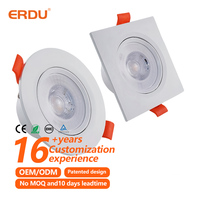 Spot LED encastré rond ERDU AC220V 6000K 3W 5W 7W 9W en plastique IP20, éclairage moderne pour bureau et maison