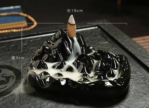 HZ Mountain Tower Backflow Brûleur d'encens Cascade Porte-encens avec 50 Pcs Cônes d'encens pour la décoration intérieure <span class=keywords><strong>Poterie</strong></span> et émail - Product Image 6