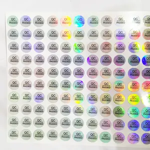 Hot Koop Aangepaste Gedrukt Qc Pass Sticker Label Hologram Ronde Papier Sticker