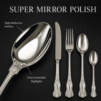 Ensemble de couverts de luxe en acier inoxydable 18/10, motif coquillage gravé, finition super poli miroir, couteau et fourchette pour dîner de mariage