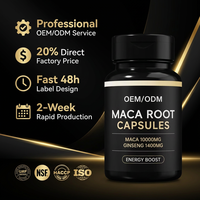 Capsules de Maca en marque blanche OEM/ODM 10000mg, Ginseng 1400mg, haute puissance, énergie naturelle, endurance, concentration, protéines élevées pour adultes