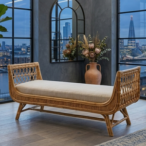 Handmade Traditional Tufted Inflatable Rattan <b>Sofa</b> <b>Bed</b> with Cooling Feature Fabric Upholstery for Apartment and Hospital Use - Product Image 4
