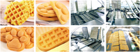 Ligne de production de gaufres et biscuits commerciaux haute capacité, ligne automatique de gaufres moelleuses pour usine alimentaire et de boissons