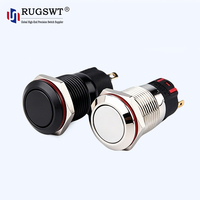 Interrupteur à bouton-poussoir momentané/verrouillable en oxyde d'aluminium noir de 12 mm, étanche IP67, contact argenté 1NO