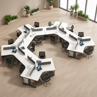 Bureau informatique moderne et durable pour trois/six personnes, avec écran combiné amovible, boîte à câbles, en PVC et MDF, pour usage commercial et de bureau