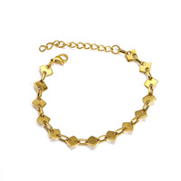 Glänzend poliertes geometrisches Rhombus-Design mit verstellbarer Verlängerungskette, Edelstahl-Mode-Kettenarmband