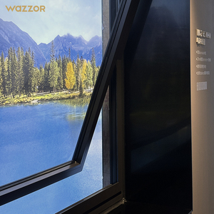 Wazzor nhà máy giá bán buôn phòng khách cách âm điện kính nhôm hồ sơ trung tâm xoay cửa sổ mở - Product Image 1