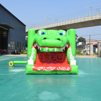 Château gonflable commercial en forme de crocodile avec toboggan, château gonflable pour enfants avec parcours d'obstacles pour location événementielle