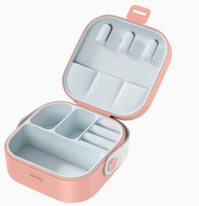Cute Korean Style Multifunction Travel Jewelry Box with <b>Mirror</b> Handle Lightweight <b>Compact</b> Jewelry Holder for Rings Necklaces - Product Image 2
