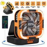 Ventilateur de camping portable 2-en-1 d'urgence rechargeable 10000mAh avec lumière LED, télécommande, contrôle mécanique, en plastique pliable