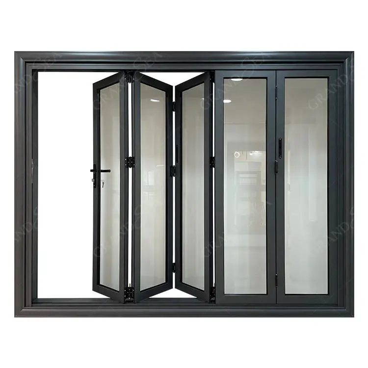 Grandsea phong cách Mỹ thiết kế hiện đại kính cường lực cửa sổ gấp hai lần khung hợp kim nhôm cửa sổ gấp nhà