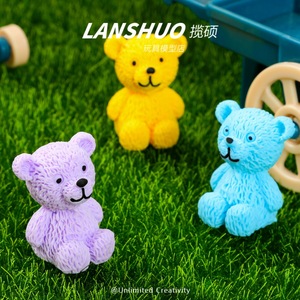 <b>Rainbow</b> <b>Candy</b> Diy Creative Studio Teddy Bear Resin Figurine Mini Animal Home Decoration Handmade Craft Accessory - Product Image 3