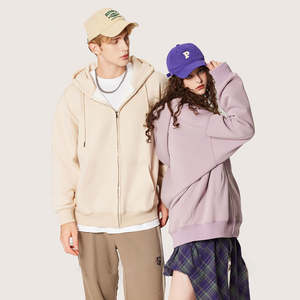 H5435 <b>Men</b> Clothing Custom High Quality Solid Color 430 Gsm Cotton Blends Fleece <b>Lined</b> Zip up <b>Hoodies</b> Unisex <b>Hoodies</b> - Product Image 4