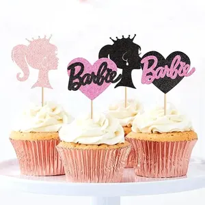 Hot Màu Hồng Cô Gái Cupcake Toppers Long Lanh Công Chúa Cupcake Toppers Cô Gái Vương Miện Cho Đám Cưới Cô Dâu Tắm Đảng Bánh Decors Nguồn Cung Cấp