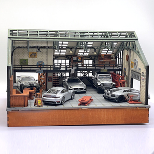 Met De Hand Geassembleerde Diorama 1/64 Autoreparatiewerkplaats Modelscène Creatieve Persoonlijkheid Miniatuur Autoscène Architectonische Modeldecoratie - Product Image 1