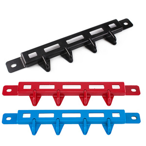 Wall Mounted Metal <b>Tool</b> Rack With 4 <b>Hooks</b> For Garage Storage Black Red Blue Durable Rectangle Shape Carbon Steel Construction - Product Image 1