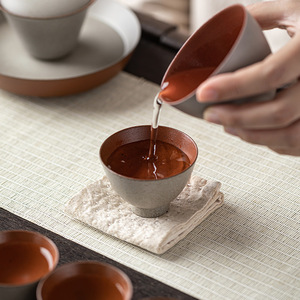 Guanlan Rough Pottery Handmade <b>Teacup</b> Gray Glaze Conical Shape Personal Tea Tasting Cup For Kung Fu Tea Set - Product Image 4