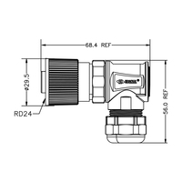 Connecteurs Circulaires DC Assemblés SIGNAL RD24, 6+PE Broches, Fixation par Vis, 6A 250V, IP67, Angle 90°, Contact Laiton, Boîtier Nylon, Automatisation