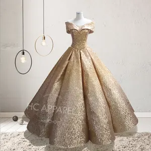 럭셔리 높은 품질의 웨딩 드레스 신부 가운 이브닝 드레스 꿈꾸는 그라데이션 빛나는 공주 웨딩 드레스