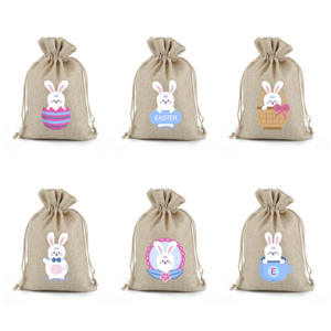 Sacs cadeaux en toile <span class=keywords><strong>de</strong></span> jute personnalisés en usine, motif <span class=keywords><strong>lapin</strong></span> <span class=keywords><strong>de</strong></span> Pâques <span class=keywords><strong>de</strong></span> <span class=keywords><strong>dessin</strong></span> animé, pour la remise <span class=keywords><strong>de</strong></span> diplômes, vente en gros, imprimés par transfert thermique, avec cordon <span class=keywords><strong>de</strong></span> serrage, peints à l'œuf - Product Image 3