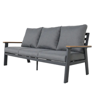 Meubles de salon de patio en aluminium durable, canapé, ensemble sectionnel de jardin en bois de teck de luxe, grands fauteuils imperméables pour parc