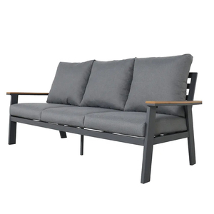 Durable aluminio al aire libre Patio salón sofá muebles de lujo de madera de teca jardín seccional conjunto grandes sillones impermeables para Parque - Product Image 5