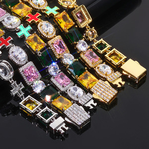 สร้อยคอโมอิสซาไนต์สีรุ้งแฟนซีสั่งทำพิเศษ เงินแท้ 925 สไตล์ฮิปฮอป ประดับเพชร VVS ระดับ Iced Out ผ่านการทดสอบเพชร - Product Image 3