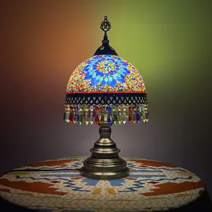 Türk tarzı fas tarzı el yapımı mozaik renkli cam masa lambası