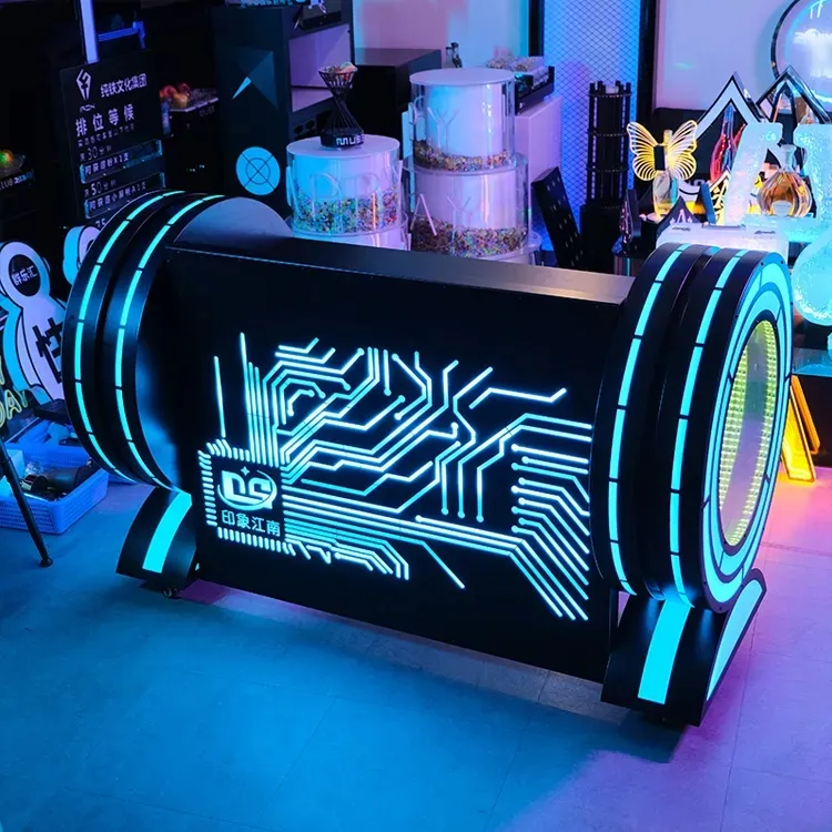 GEMEI Großhandel DJ Facade Stand DJ Booth Tische Glorifier Display Rack LED DJ Fassaden tisch für Party Events Home Bar Nachtclub