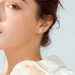 Pendientes de Plata de Ley 925 con Circonita Cúbica de Corte Baguette, Chapados en Rodio, Regalo de Compromiso, Aniversario de Bodas, Clásicos y Elegantes - Product Image 2
