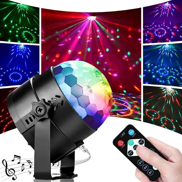 Disco Party Light Strobe DJ Ball Projetor Laser LED Stage Lights Sound Activated Bulb Lâmpada de dança com controle remoto