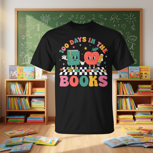 Camiseta de 100 días de escuela para profesores de lectura y niños, 100 días en la escuela - Product Image 3