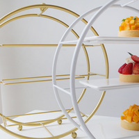 Table à dessert de style européen en métal pour le thé de l'après-midi, présentoir à trois étages pour collations, ensemble pour la pause thé, buffet, décorations de mariage, modèle
