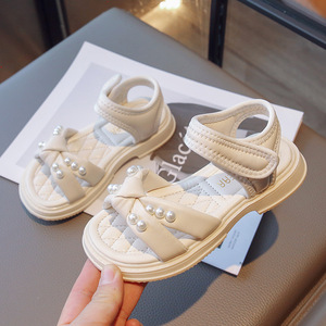 Sandales d'été pour enfants en gros, chaussures de plage à semelle souple antidérapante, perles, sandales de princesse pour filles - Product Image 2