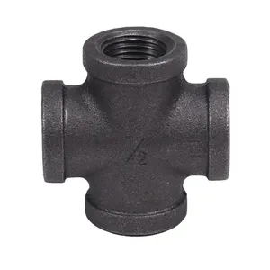 Raccord de tuyauterie <span class=keywords><strong>Leyon</strong></span> FM pour système de lutte contre l'incendie, croix en fer malléable rainurée noire - Product Image 3
