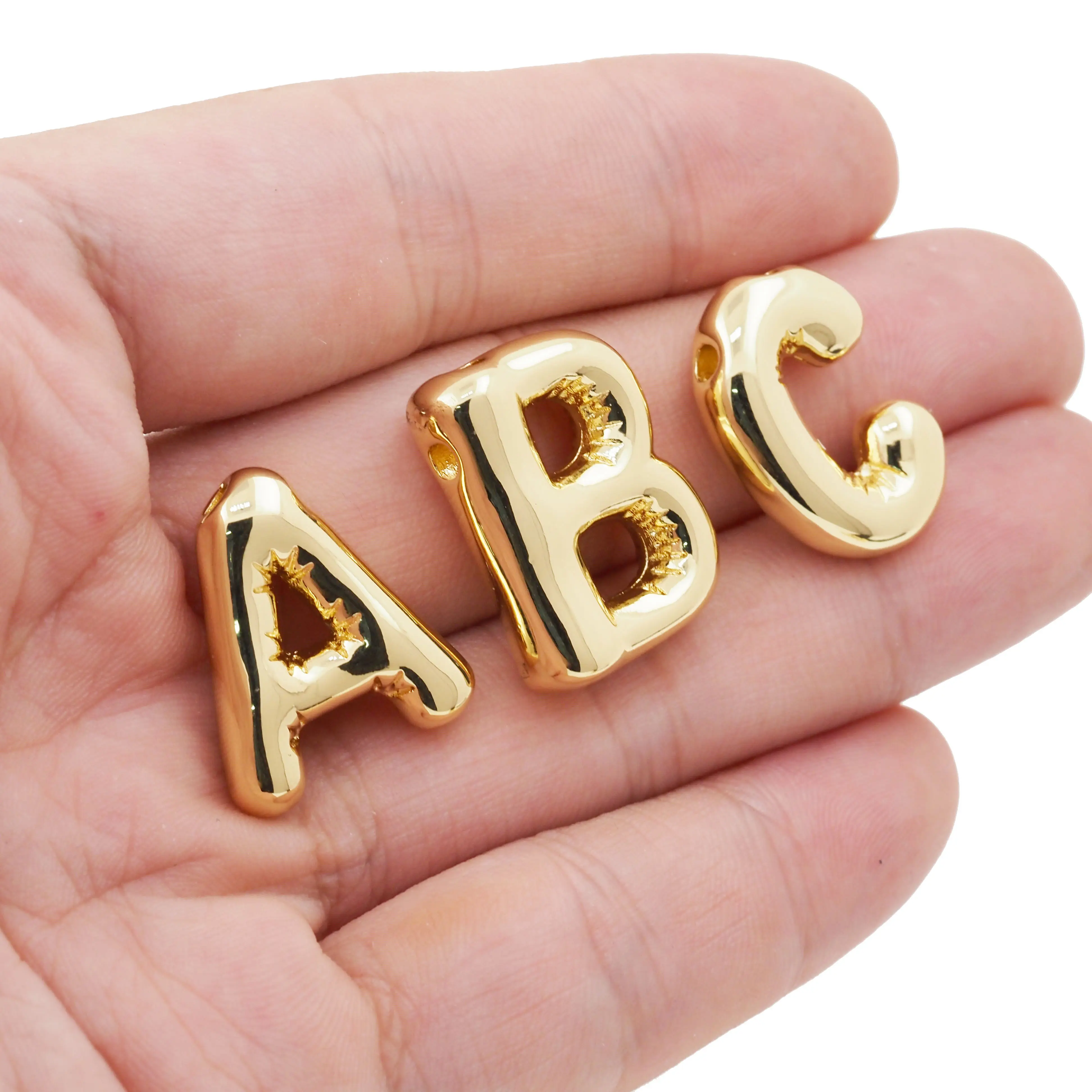 Hip Hop Balloon 26 Letters Pendant Accessories Beads Gold Plated A-Z Alphabet Pendants For DIY Men Women Charms Jewelry Making