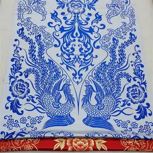 Оптовая продажа, Классическая Великолепная парчовая ткань с вышивкой, жаккардовый дракон, белая синяя ткань для мужчин и женщин, китайский Cheongsam