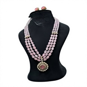 Conjunto de Collar y Aretes de Latón Clásico de Primera Calidad con Baño de Oro, Imitación de Perla y Moissanita, Ideal para Regalo de Boda o Fiesta, para Mujer - Product Image 2