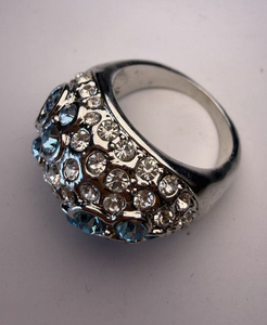 Bague Traditionnelle Ajustable en Cristal de Verre Multicolore Plaqué Or avec Pierre Précieuse Naturelle Arc-en-ciel pour Femme CN - Product Image 1